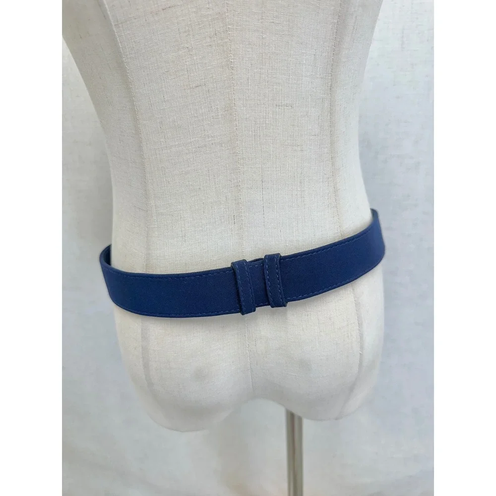 Ralph‎ Lauren Navy Blue Grosgrain Gold Chain Toggle Belt One Size Adjustable